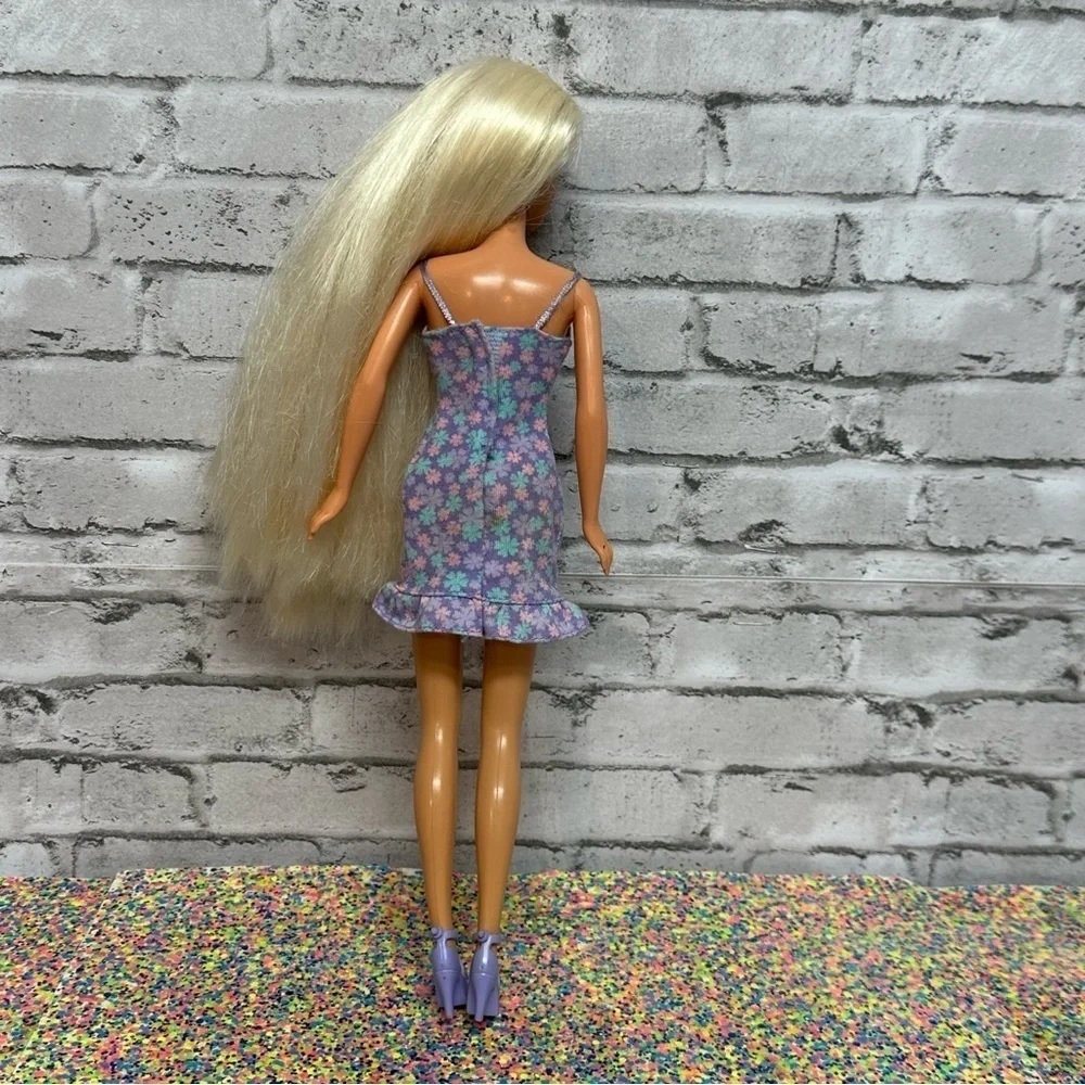 Barbie Doll 1995 Foam N Color Long Blonde Hair Bangs Earrings Shoes Restyled